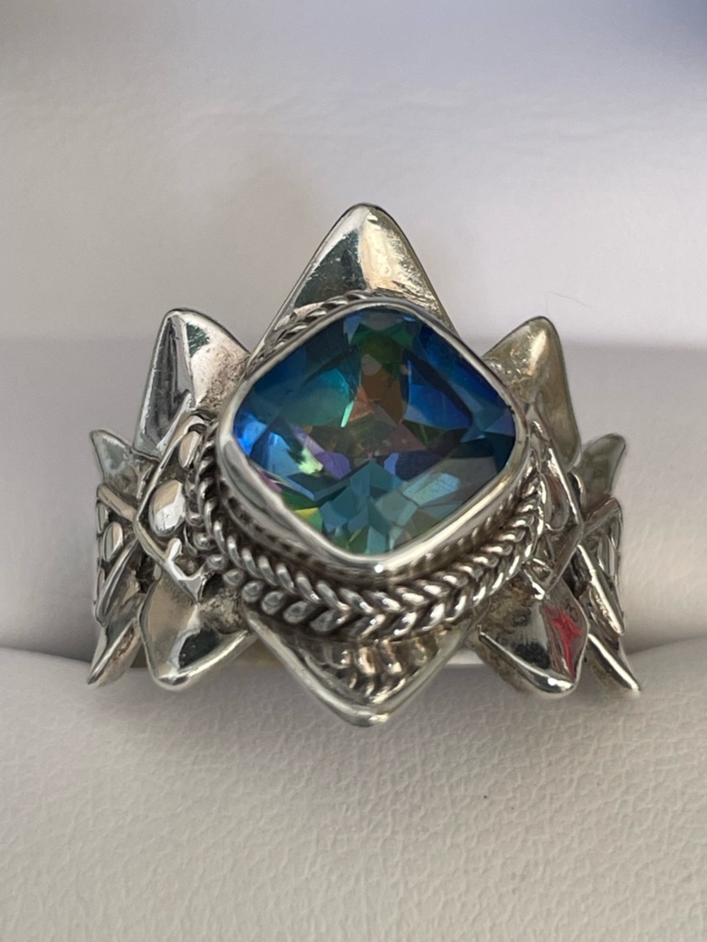 Sarda Sterling Silver Mystic Topaz Ring Sz9